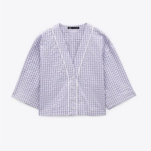 Zara purple and white gingham pants set - Picture 2 of 7